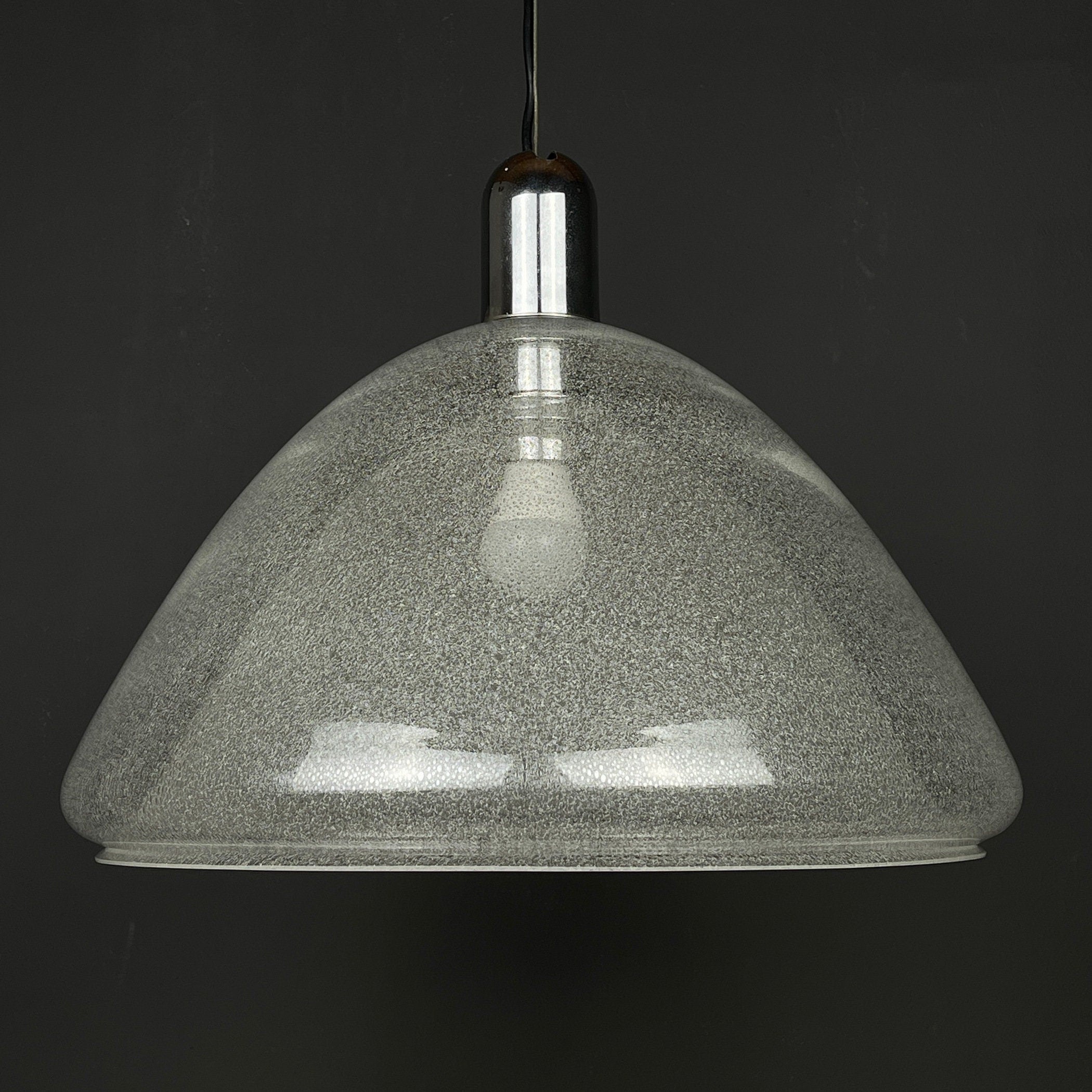 Carlo Nason Murano Glass Pendant Lamp: Mazzega Italian Lighting, 1960s