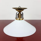 Vintage Small White Pendant Lamp, Italy 1940s