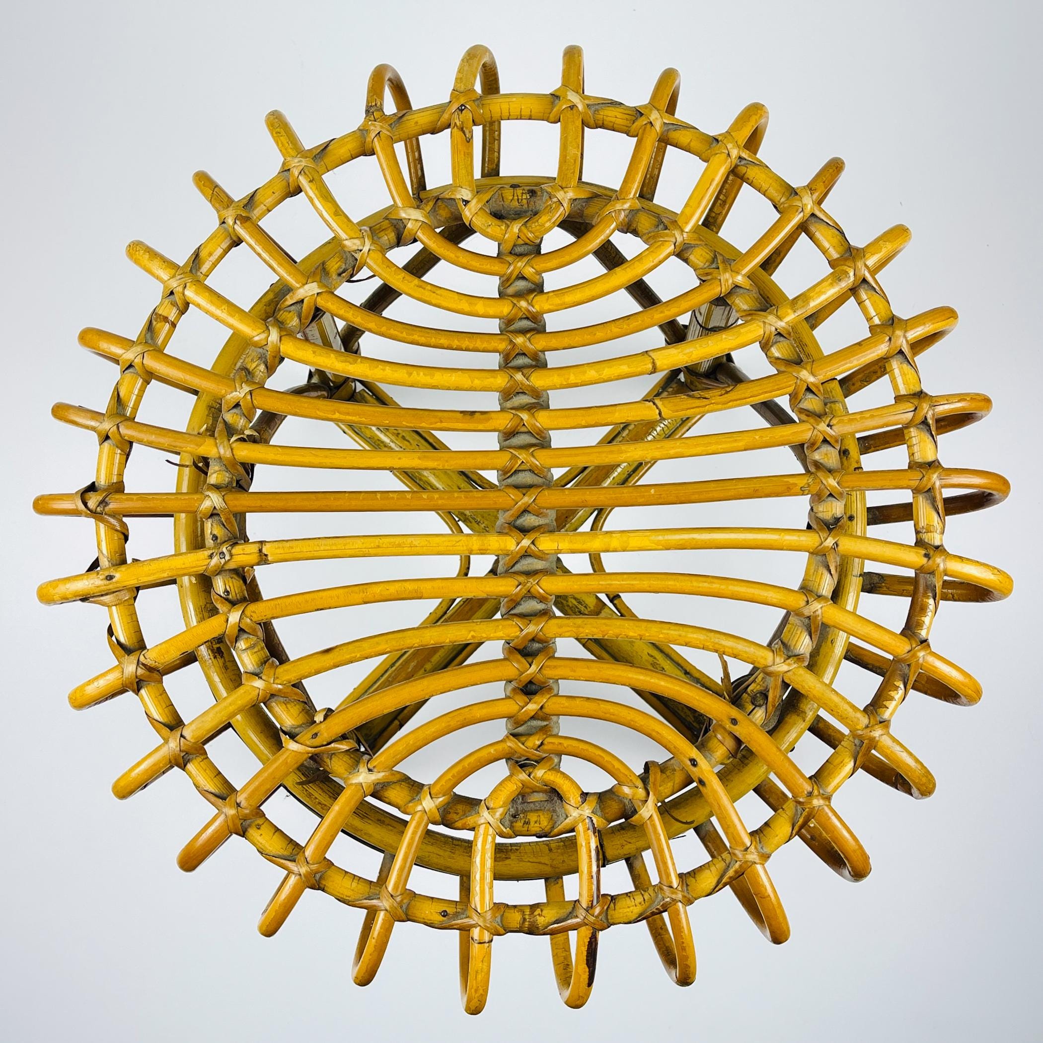 Vintage Rattan Stool by Franco Albini, Italy, 1960s, Mid-century home decor