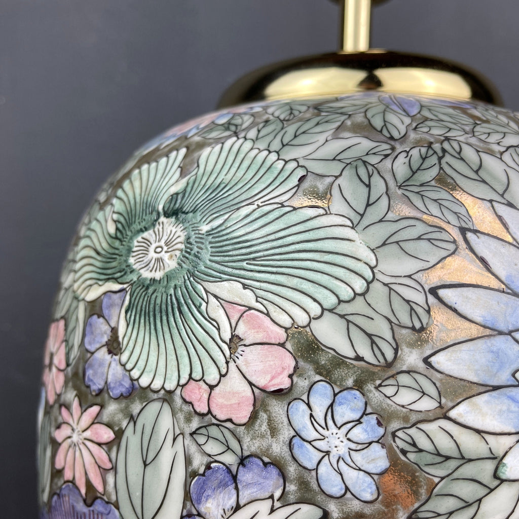 Vintage ceramic table lamp Flower Italy 1970s