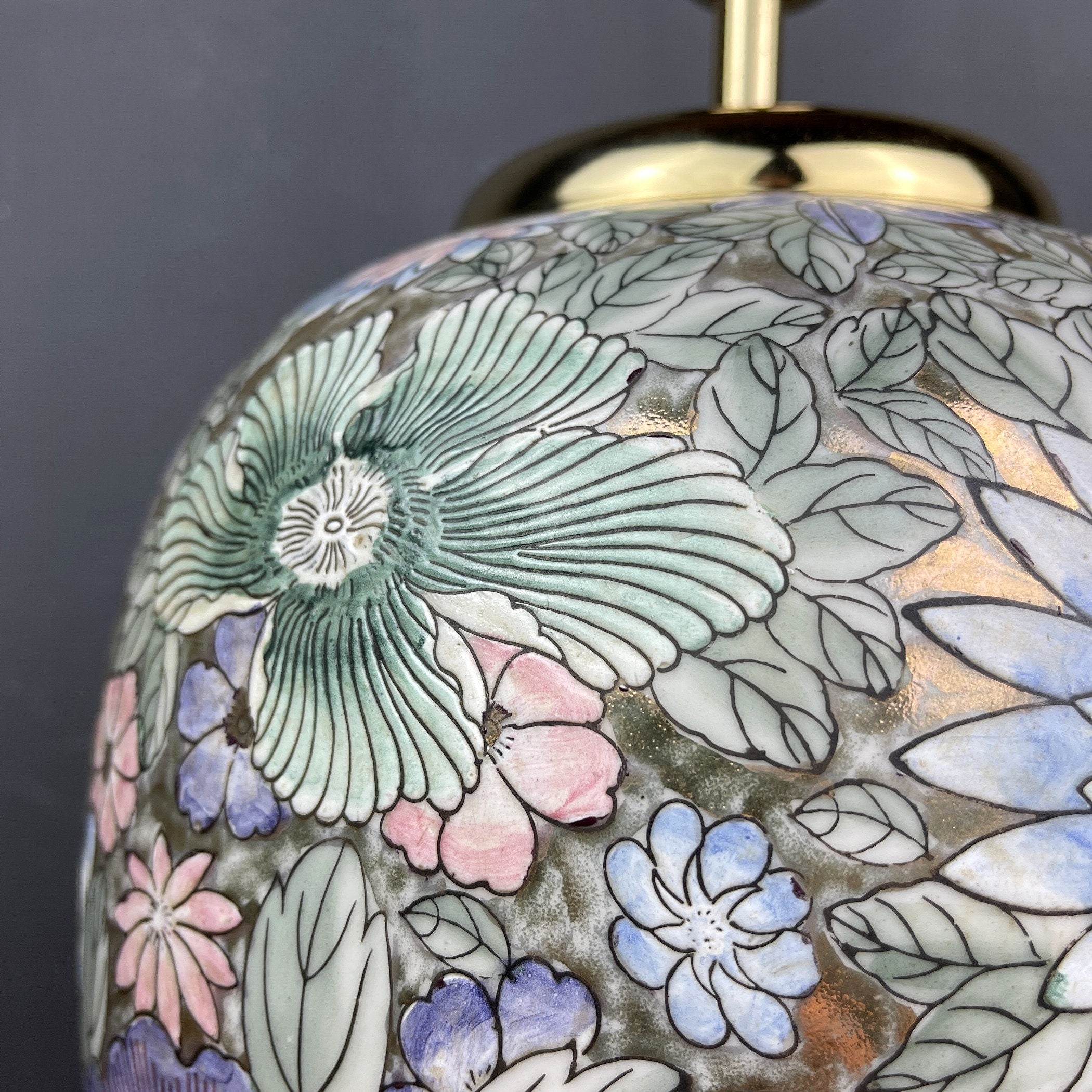 Vintage ceramic table lamp Flower Italy 1970s