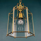 Vintage pendant lamp Italy '60s Brass Polished Glass Retro lighting