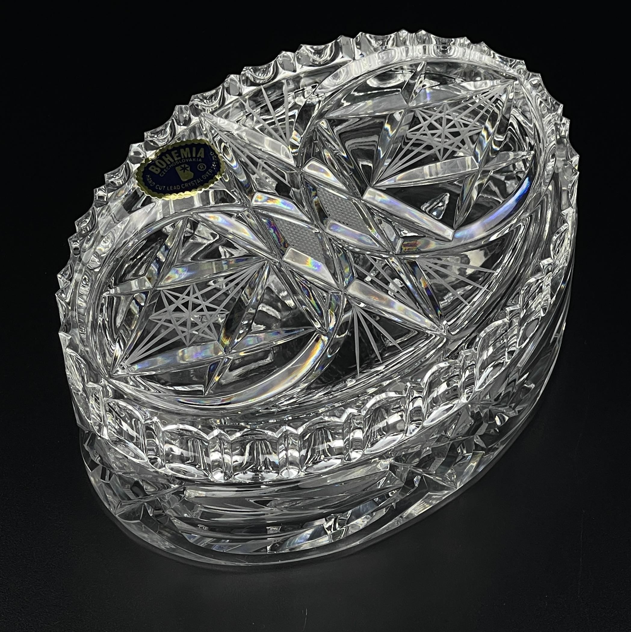 Vintage Bohemian glass candy bowl by Bohemia Crystal, Czechoslovakia, 1970s