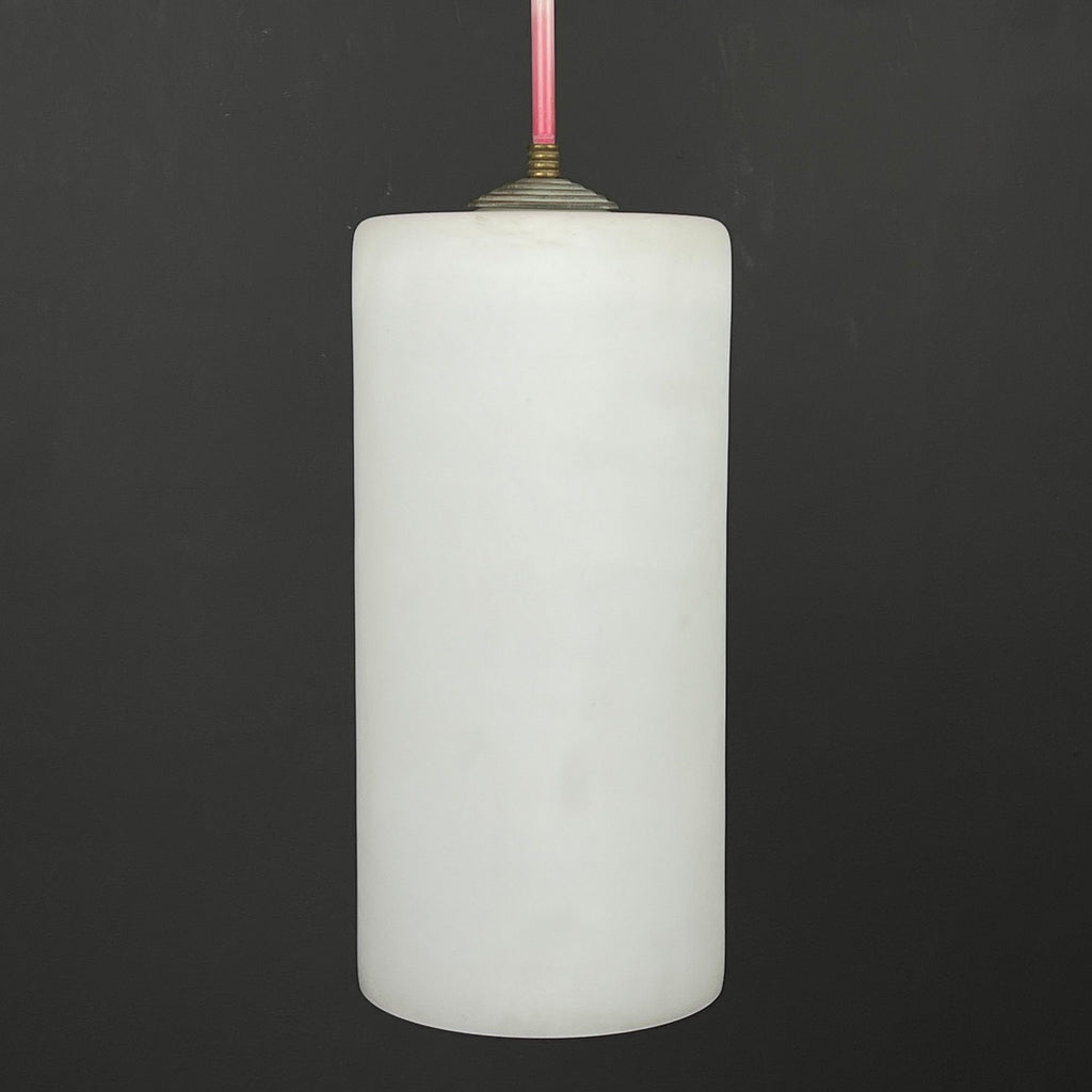 Mid-century opalin glass pendant lamp Italy 1960s Set of 2 Industrial italian lighting