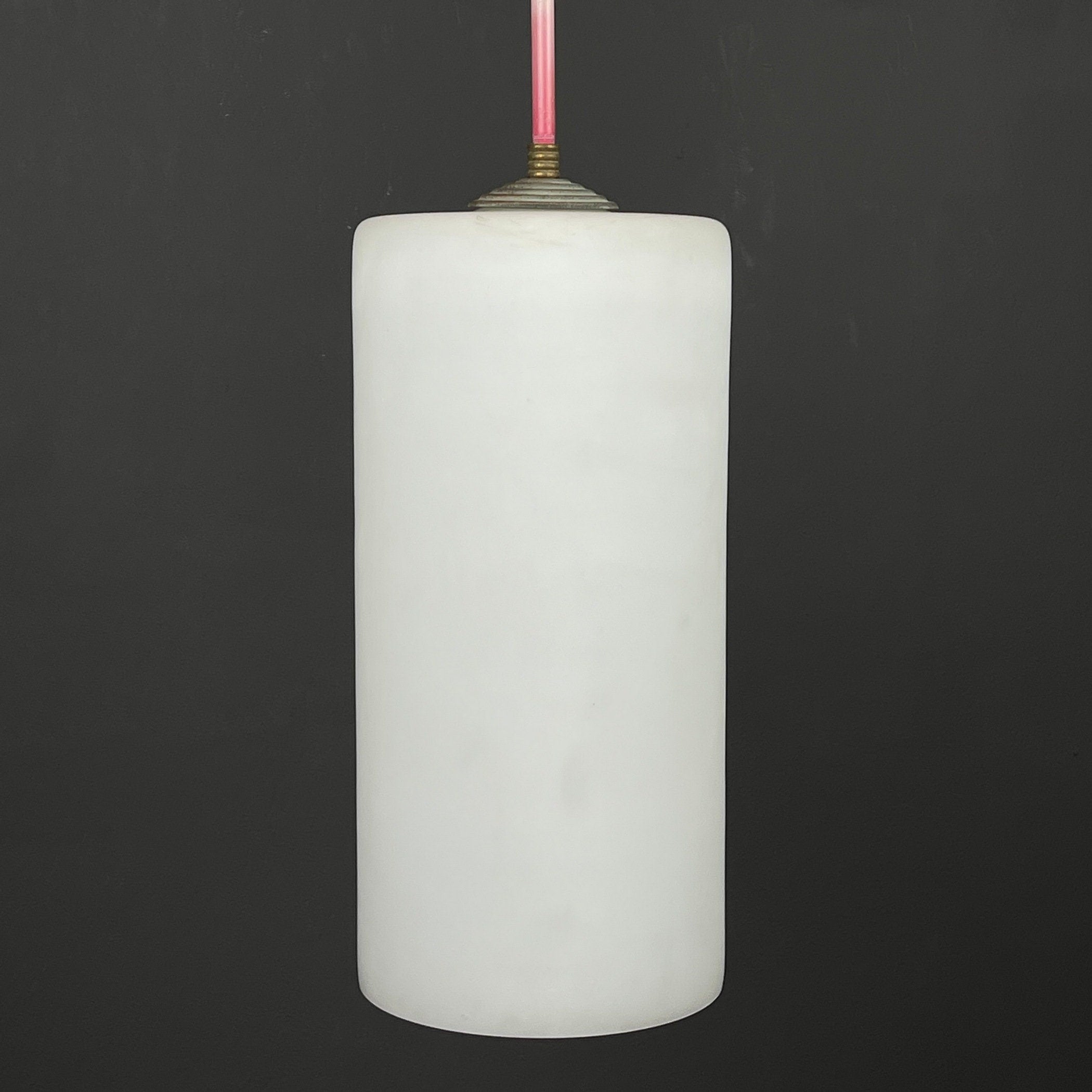 Mid-century opalin glass pendant lamp Italy 1960s Set of 2 Industrial italian lighting