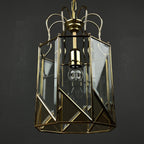 Vintage pendant lamp Italy '70s Brass Polished Glass Retro lighting Mid-century Italian modern