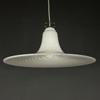 Vintage Murano Glass Pendant Lamp: Swirl White Mid-Century Lighting