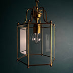 Vintage pendant lamp Italy '60s Brass Polished Glass Retro lighting