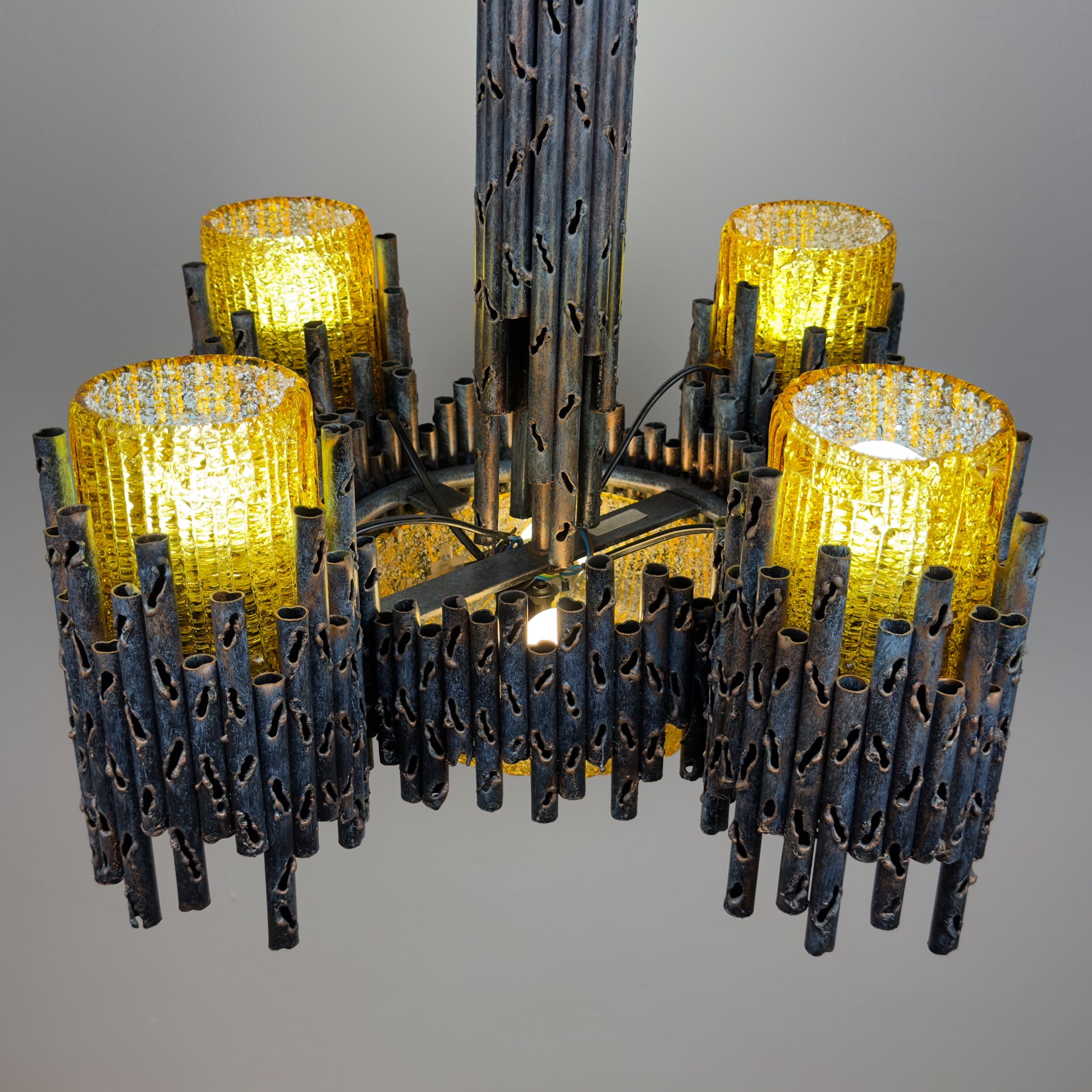 Brutalist chandelier by Marcello Fantoni, Fantoni Studio, Firenze, Italy 1960s