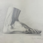 Antique pencil drawing Feet, artist F. Mucke, Austria 1802