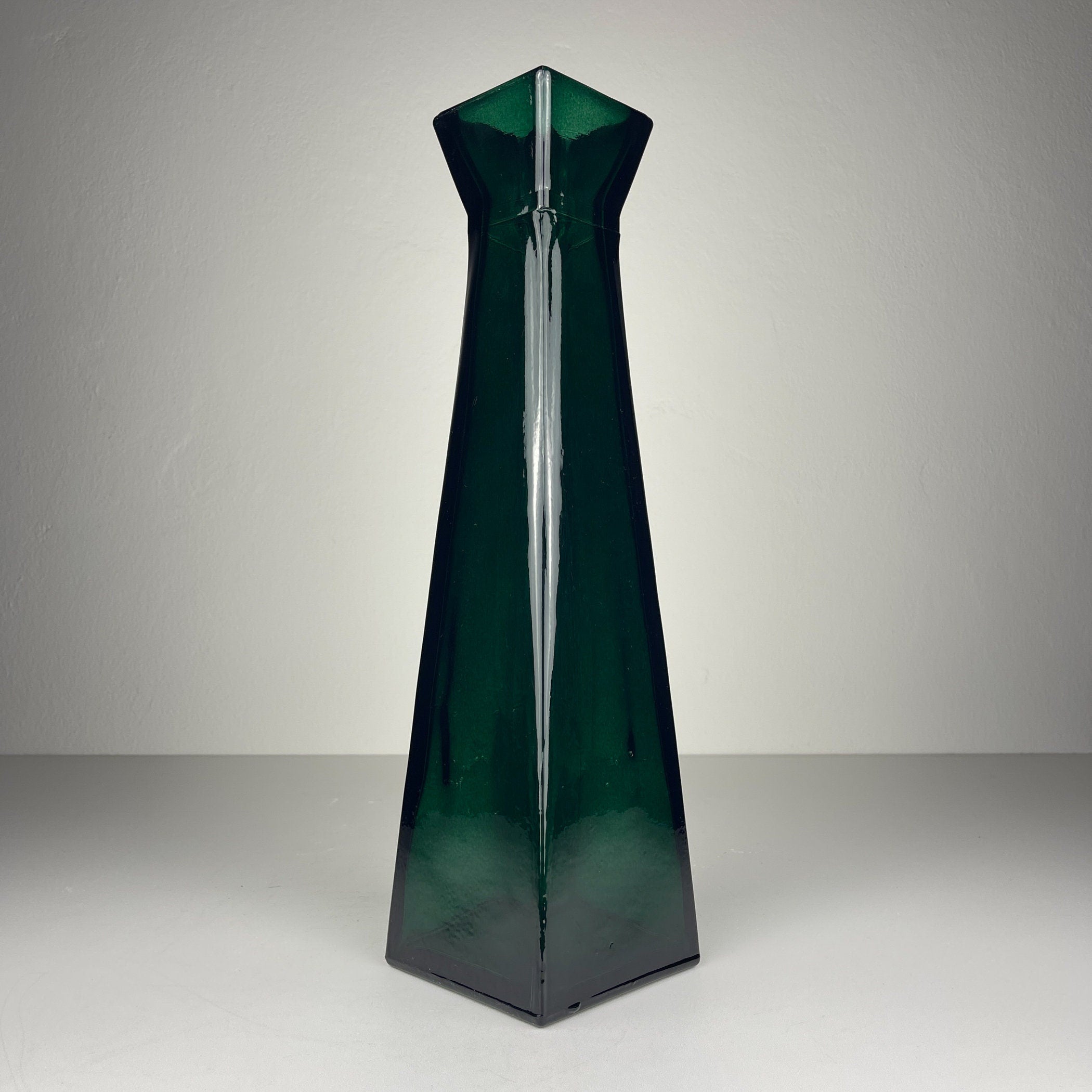 Vintage green bottle glass vase, Italy, 1980s