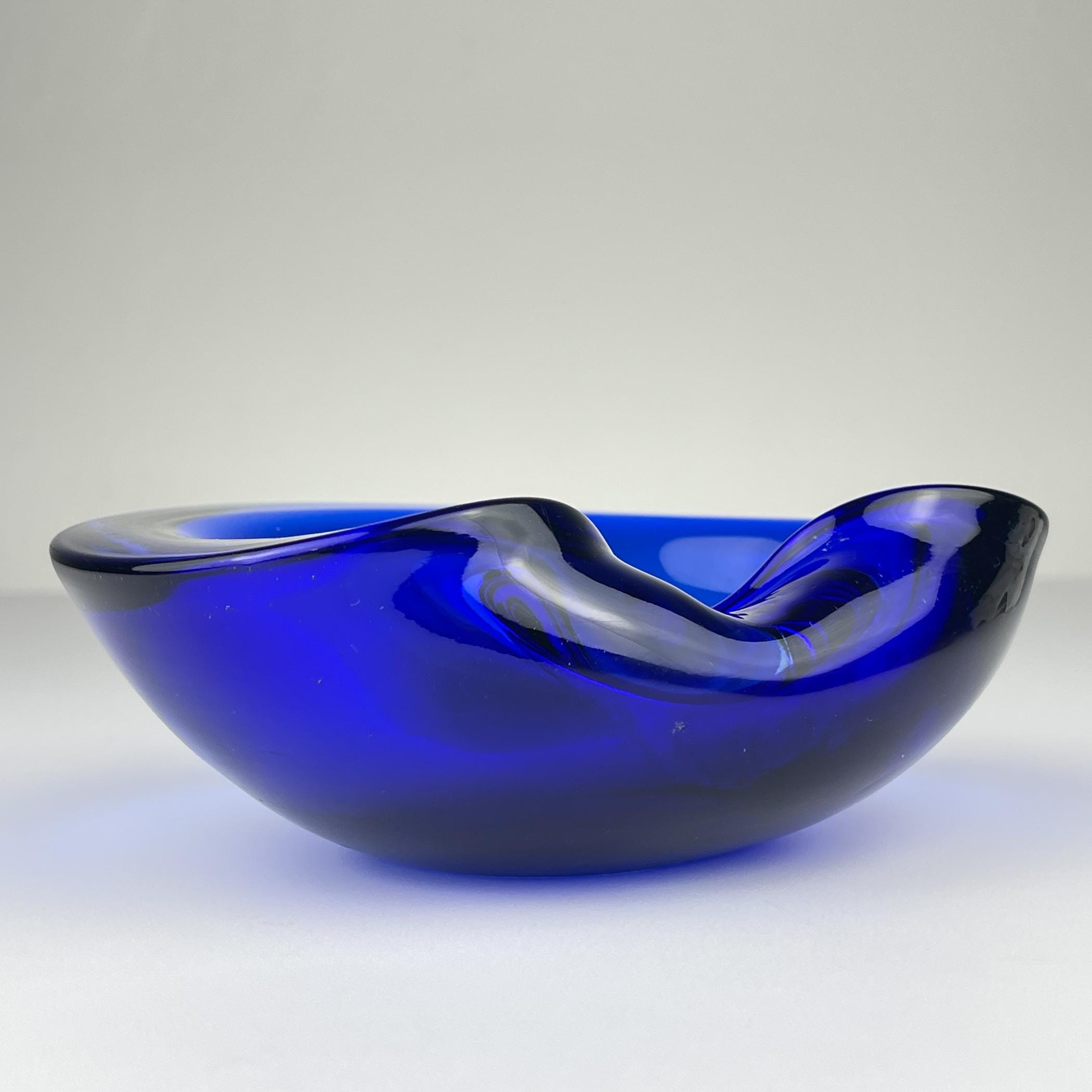 Blue Murano glass ashtray, Italy 1970s, Vintage home decor