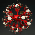 Mid-century red Murano pendant lamp Sputnik, Italy 1970s, Vintage lighting Space age