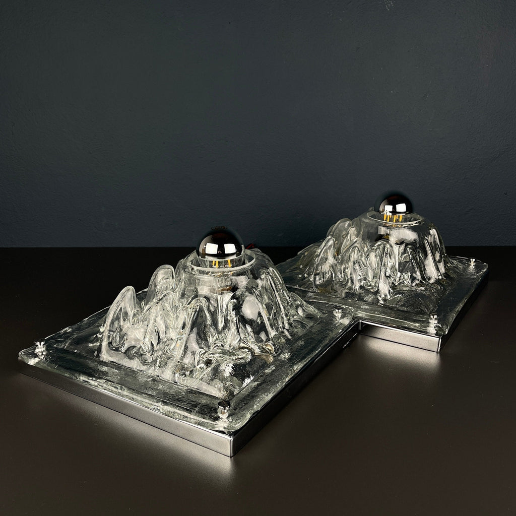 Vintage Murano Glass Wall Lamps - Angelo Brotto Polifemo - 1970s Italian Design, Set of 2