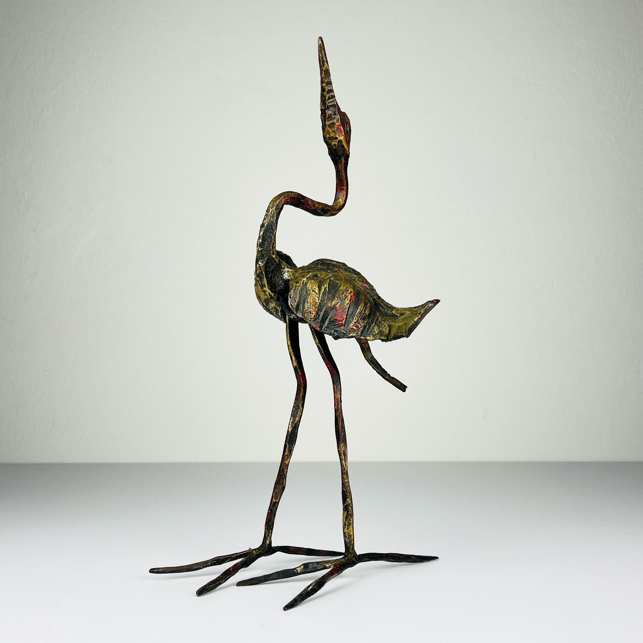 Vintage metal Brutalist sculpture Bird by Salvino Marsura, Italy 1950s, Mid-century Modern