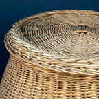 Vintage laundry basket wicker weaving Yugoslavia 1970s