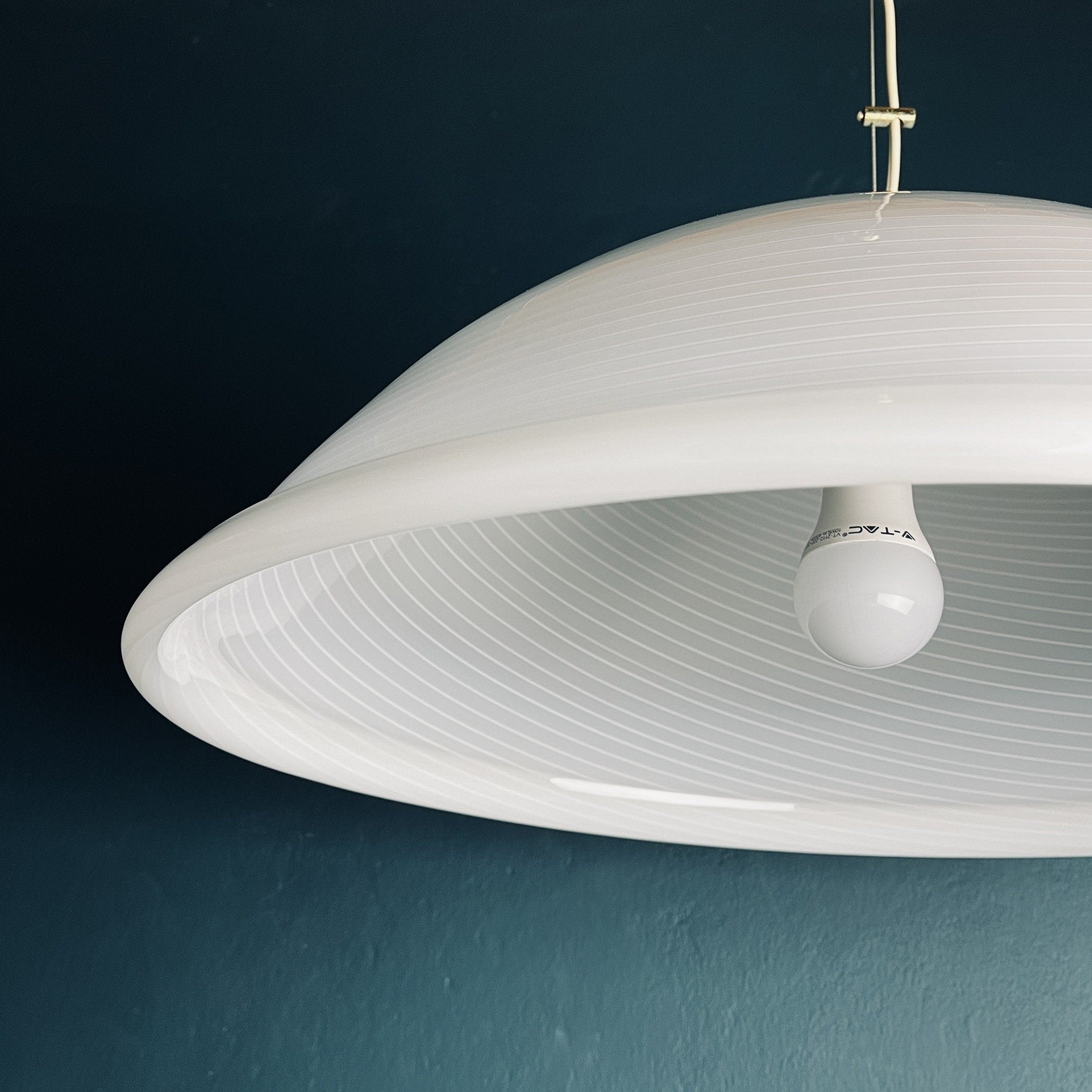 Vintage Swirl Murano Glass Pendant Lamp: 1980s Italian Mid-Century Lighting