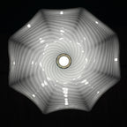 Vintage swirl white Murano glass pendant lamp, Italy 1970s
