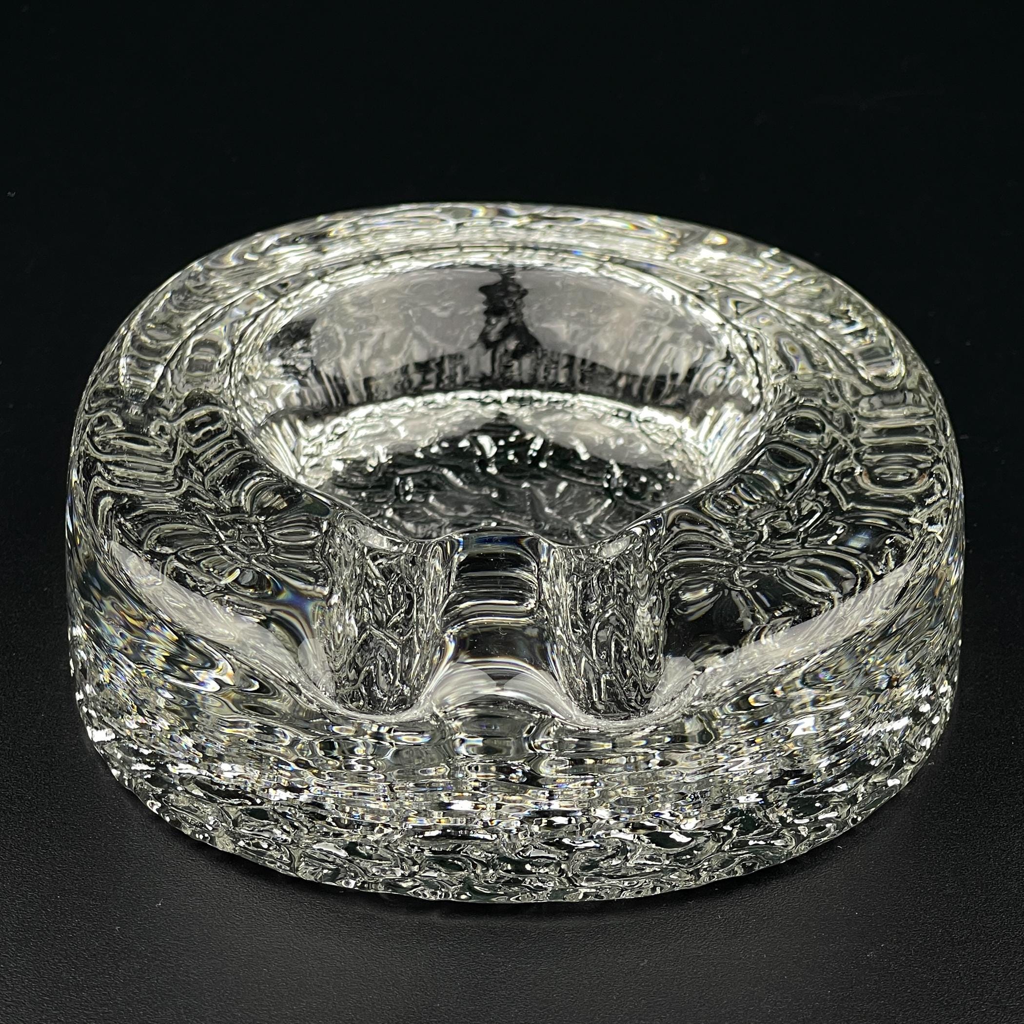 Vintage ice glass ashtray by Kosta Boda, Sweden, 1970s, Vintage Home Decor