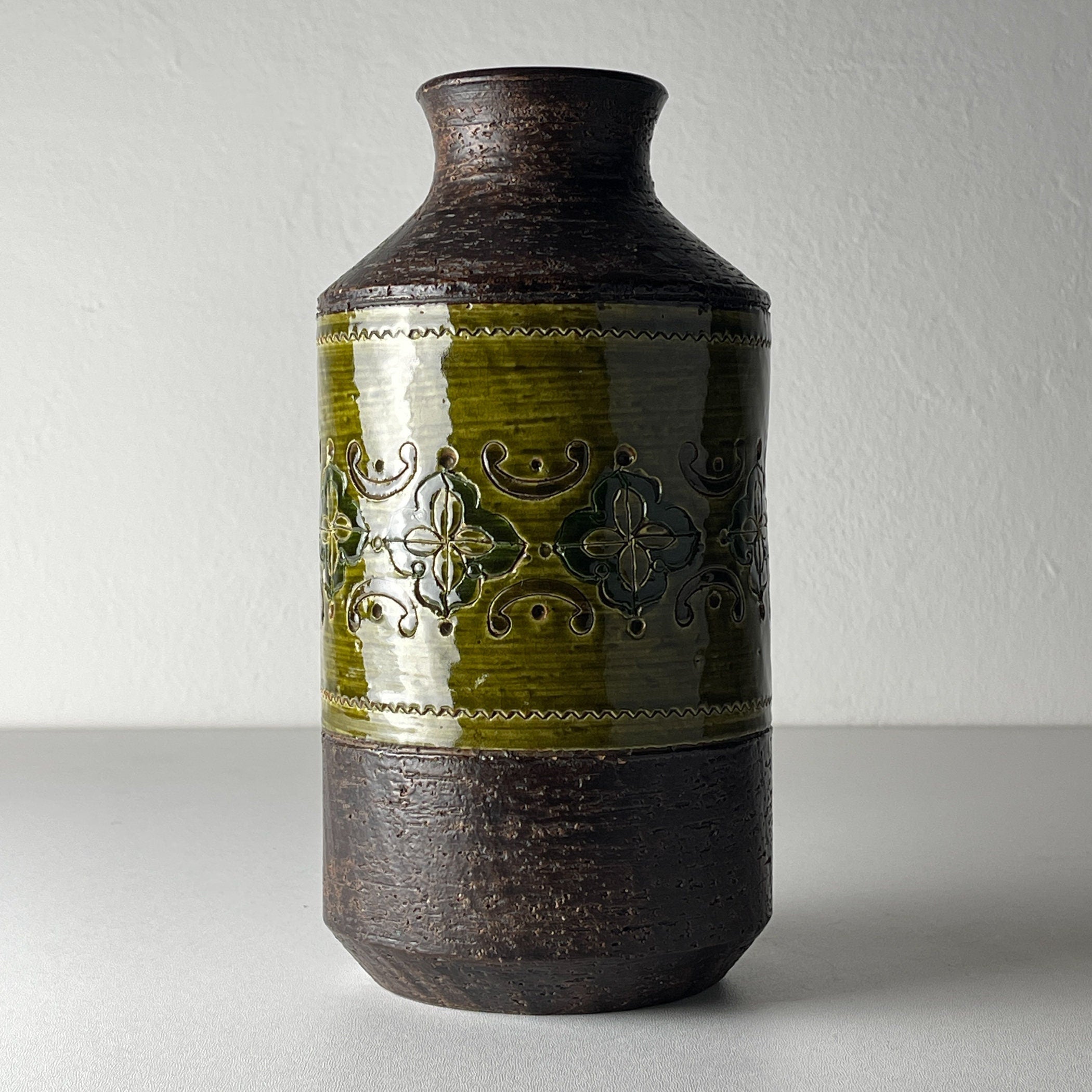 Vintage ceramic vase, design Aldo Londi, Bitossi, Italy 1970s, Mid-century home decor