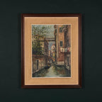 Venice Canal Original Vintage Oil Painting, Italy, 1960s, Signed, Framed