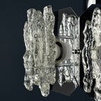 Mid-century ice Murano glass chandelier Italy 1970s Space age Sputnik atomic design