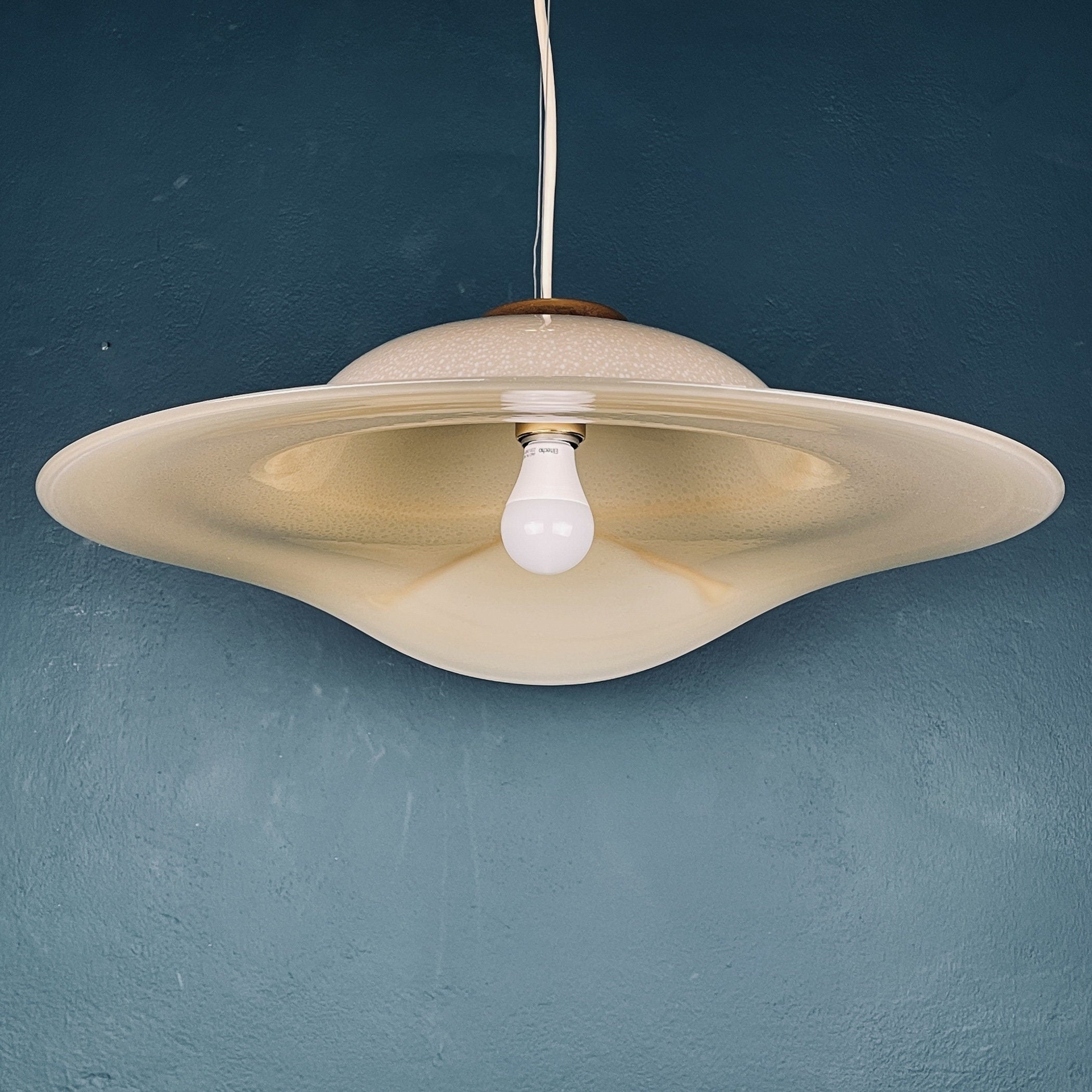 Murano pendant lamp woman's wide-brim-hat Italy 1970s Mid-century italian lighting