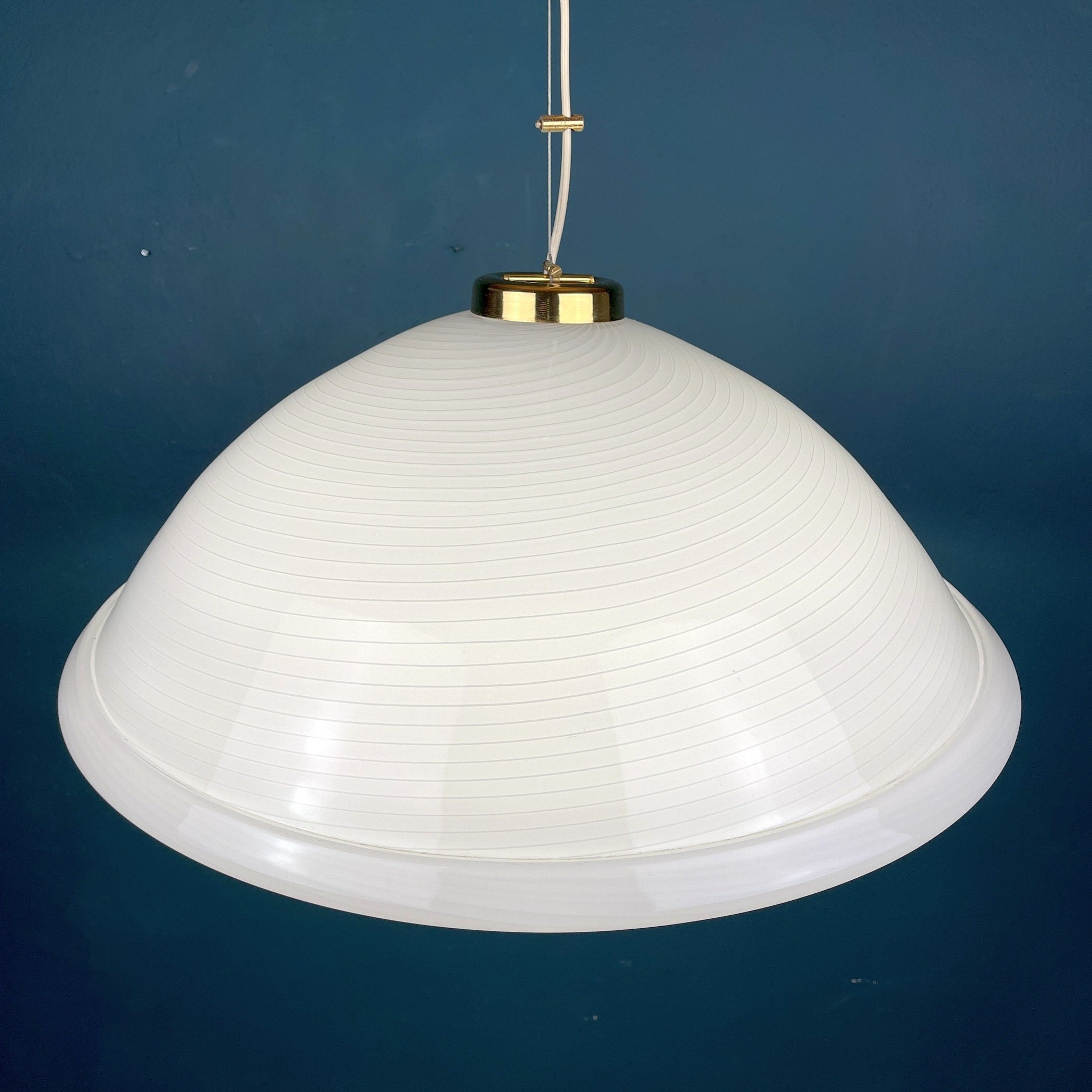 Vintage Swirl Murano Glass Pendant Lamp: 1980s Italian Mid-Century Lighting