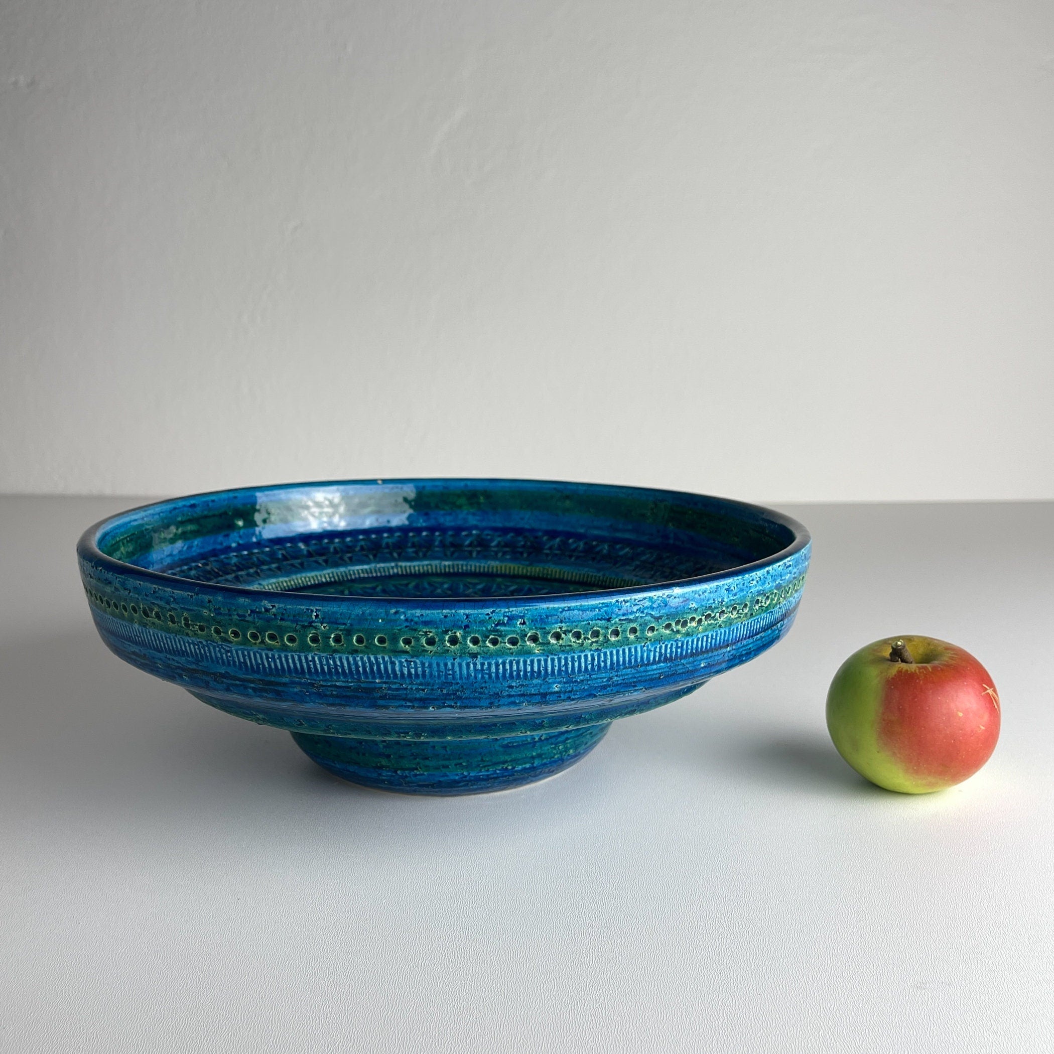 Vintage ceramic plate Rimini Blue, design Aldo Londi, Bitossi Italy 1970s, Mid-century home decor