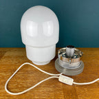 Vintage White Opaline Glass Table Lamp: Italian Mid-Century Modern Lighting