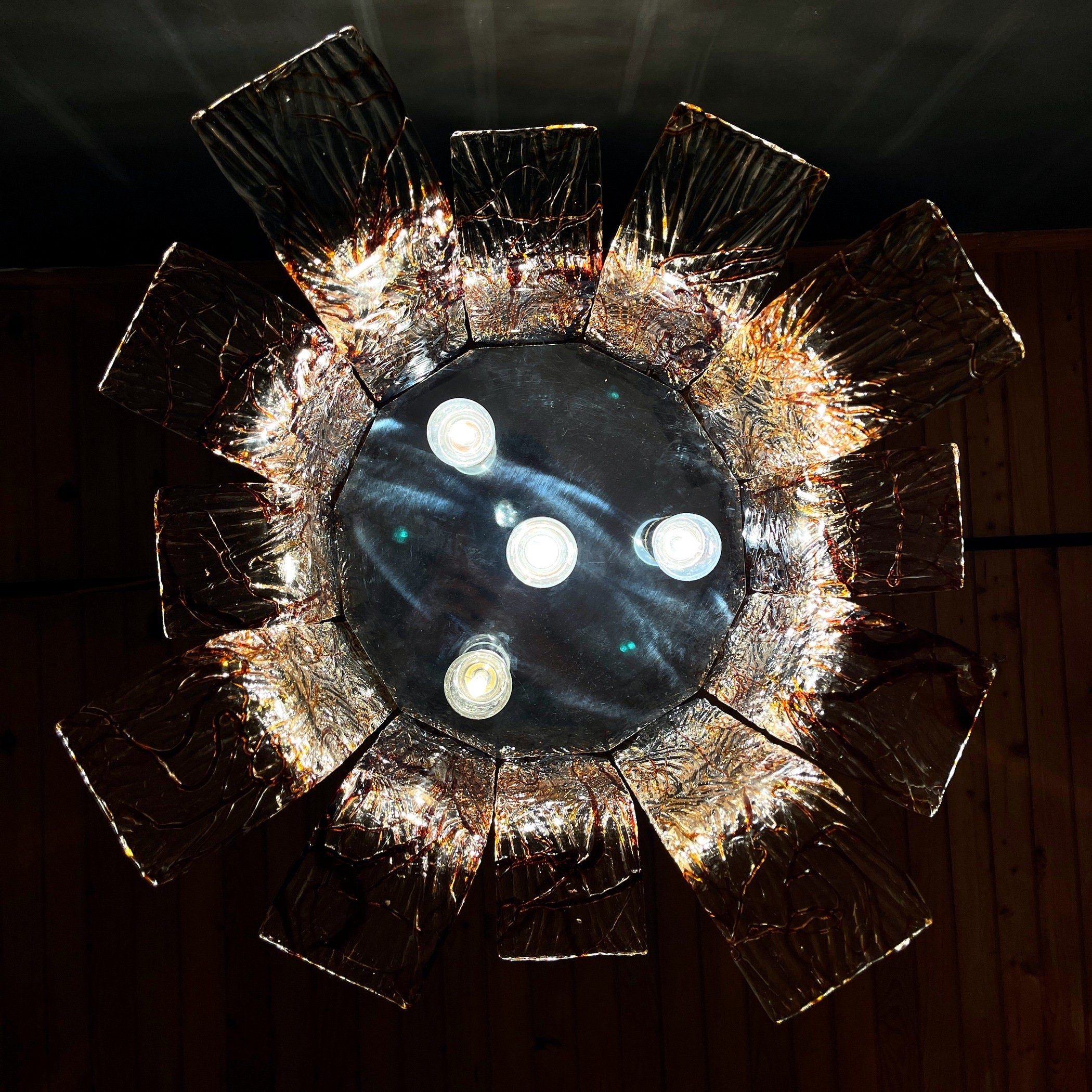 Vintage large murano chandelier by AV Mazzega Italy 1970s Mid-century italian lighting
