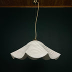 Vintage swirl white Murano glass pendant lamp, Italy 1970s