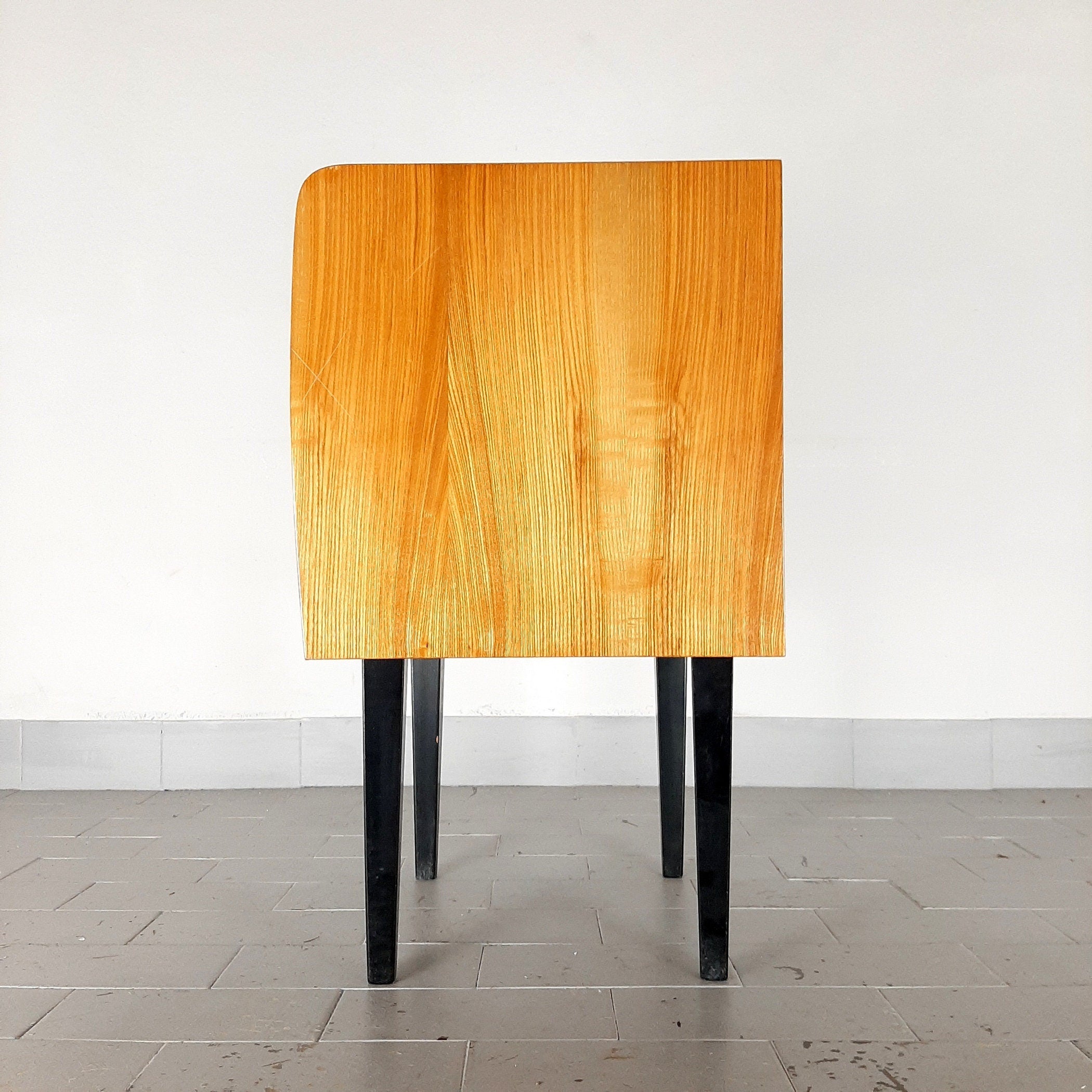Mid-century bedside table Yugoslavia Retro Modern 1970s Polished Nightstand Storage