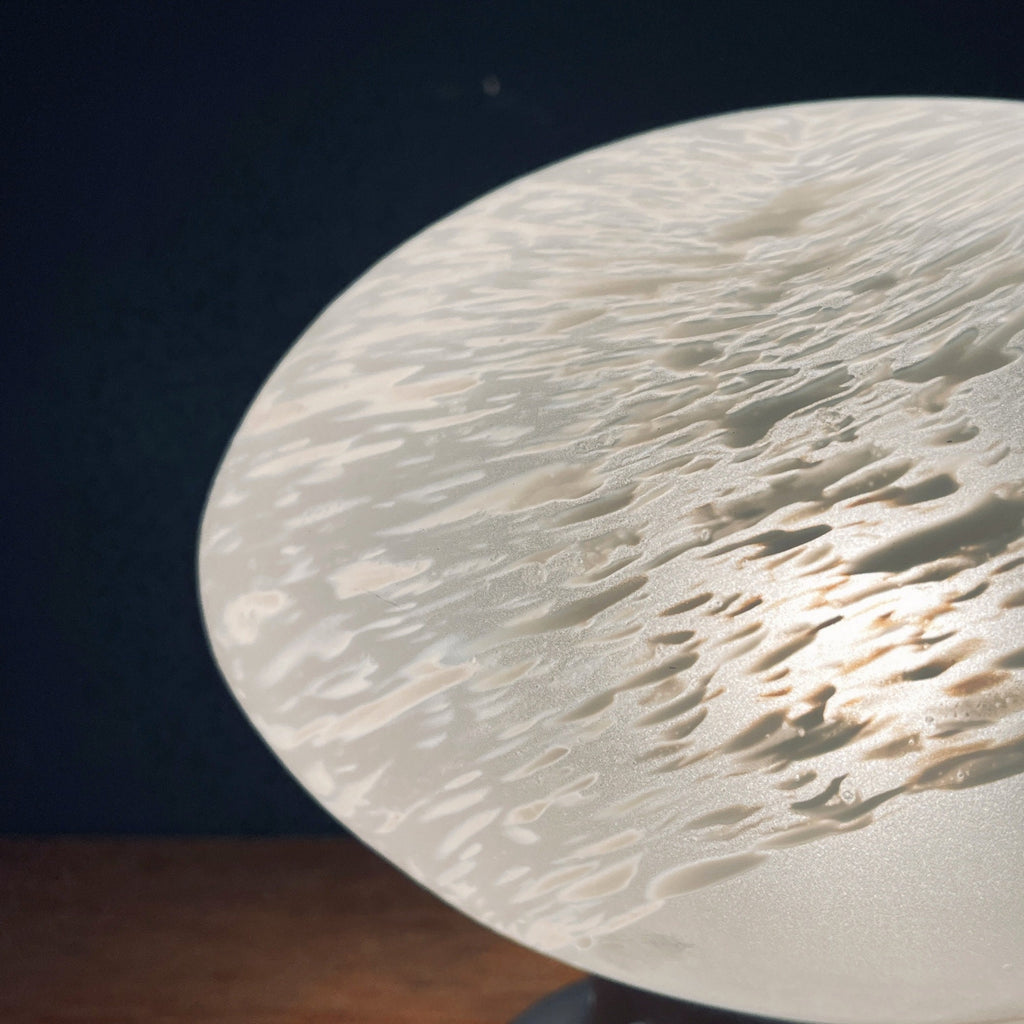 Vintage Murano Glass Night Lamp: 80s Italian Swirl Sphere Table Lamp