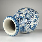 Large blue ceramic vase by IMA from Montelupo Florentino, Italy 1980s