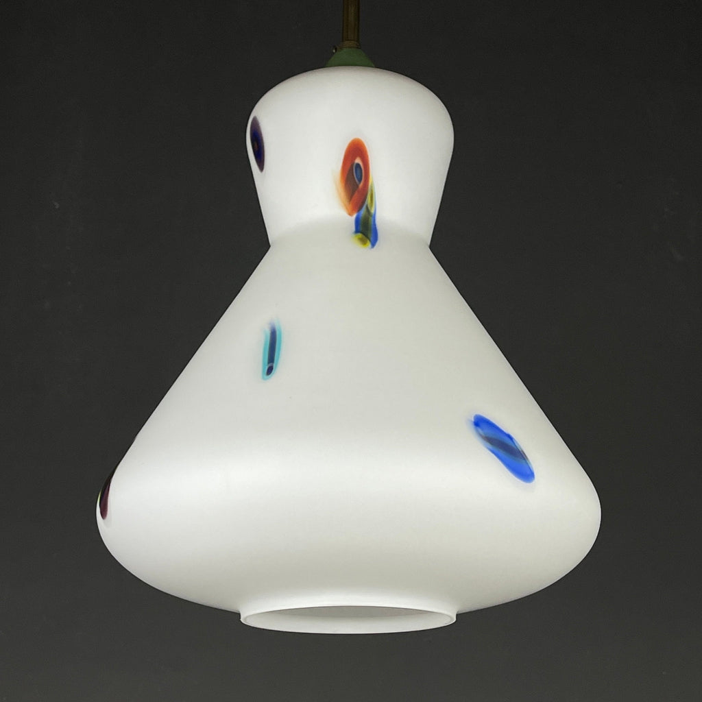 Mid-century multicolor opaline murano glass pendant lamp by Stilnovo Italy 1950s
