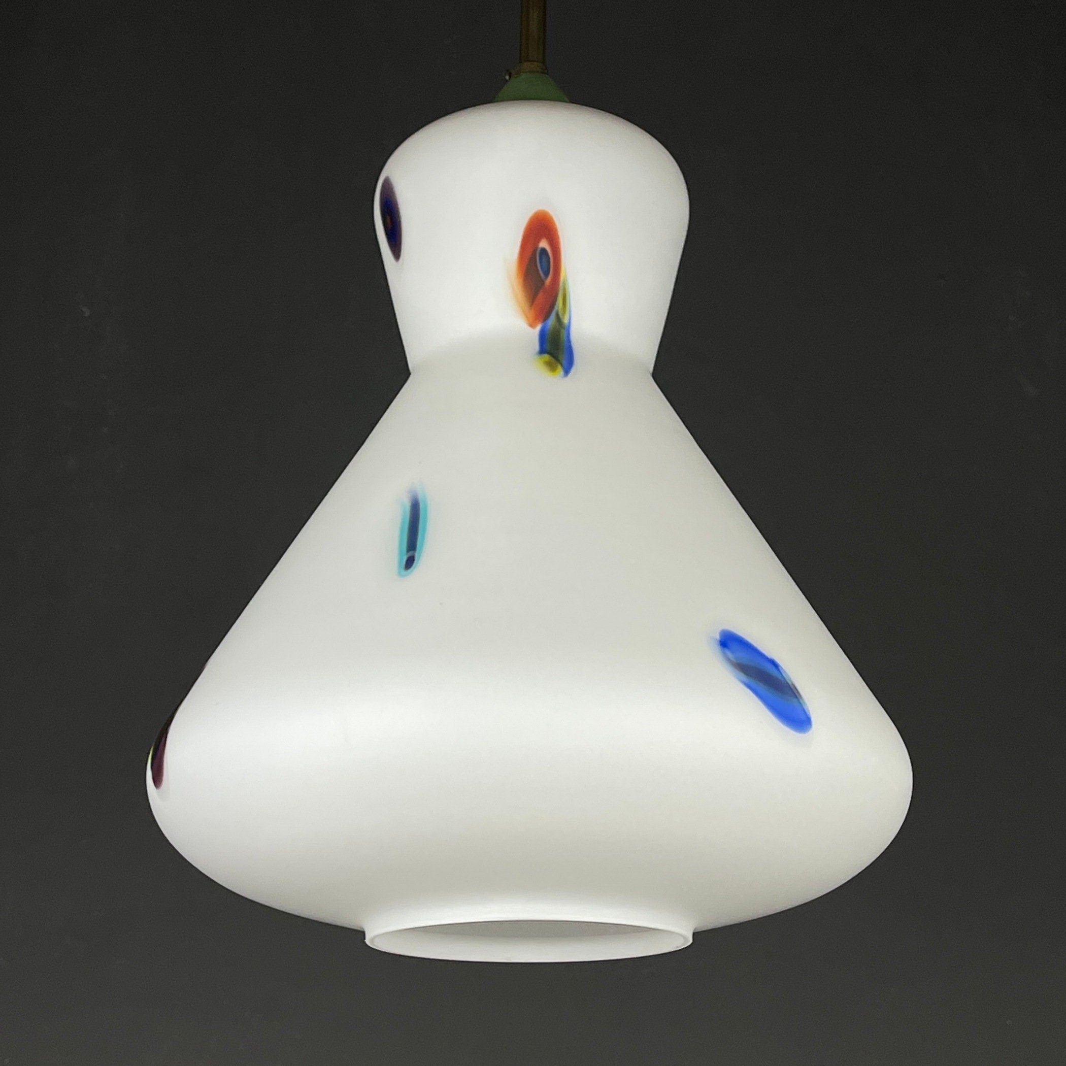 Mid-century multicolor opaline murano glass pendant lamp by Stilnovo Italy 1950s