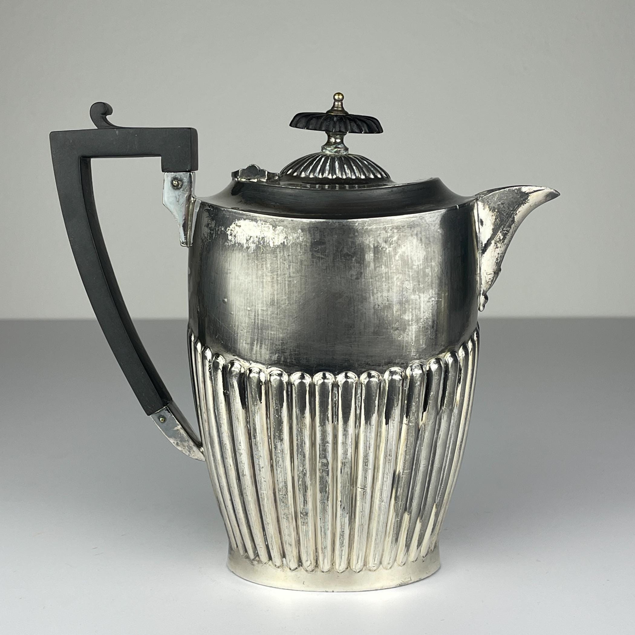 Antique silver plated coffee pot by Sheffield, England, 1890-1910s, Vintage home decor