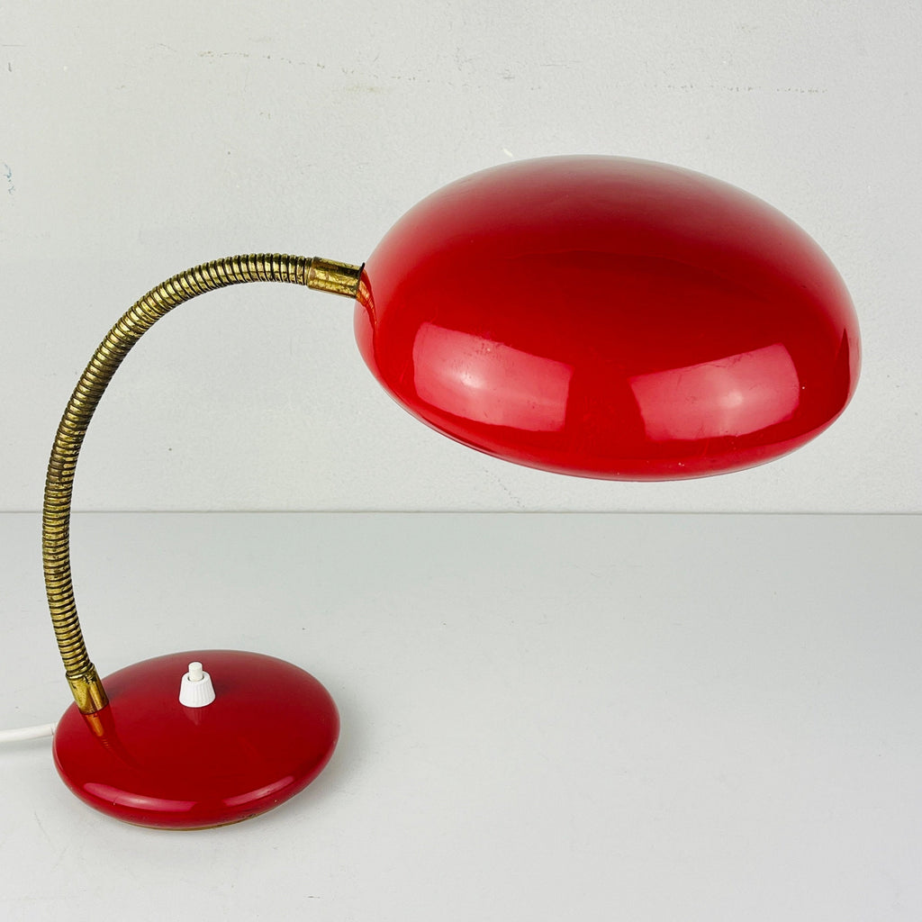 Mid-century red desk lamp Italy 1970s Vintage gooseneck lamp