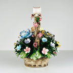 Vintage Capodimonte Ceramic Flower Basket by S. Rioleva, Italy 1960s