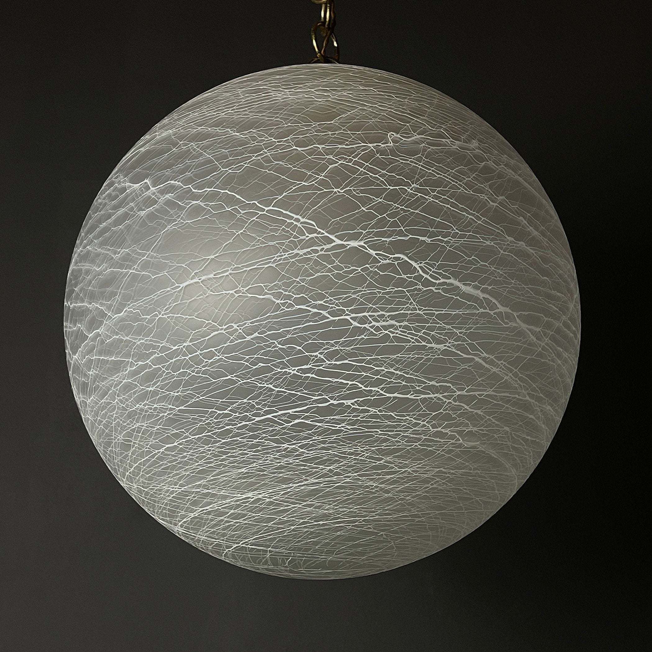 Vintage large swirl murano glass pendant lamp Italy 1970s Mid-century modern italian lighting