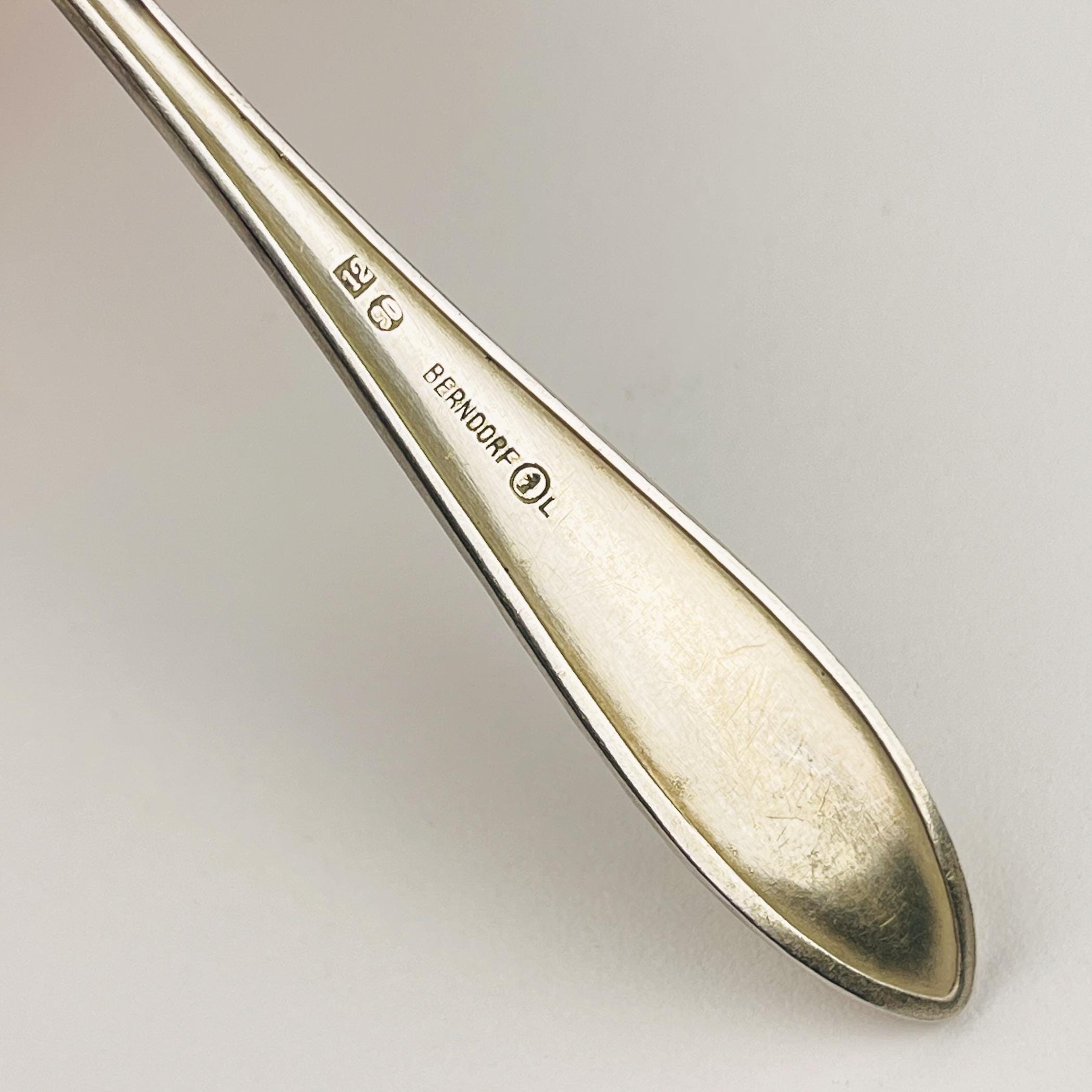 Antique set of 6 silver teaspoons Theodor Meyer Bern, Berndorf, 1920s, Vintage home decor