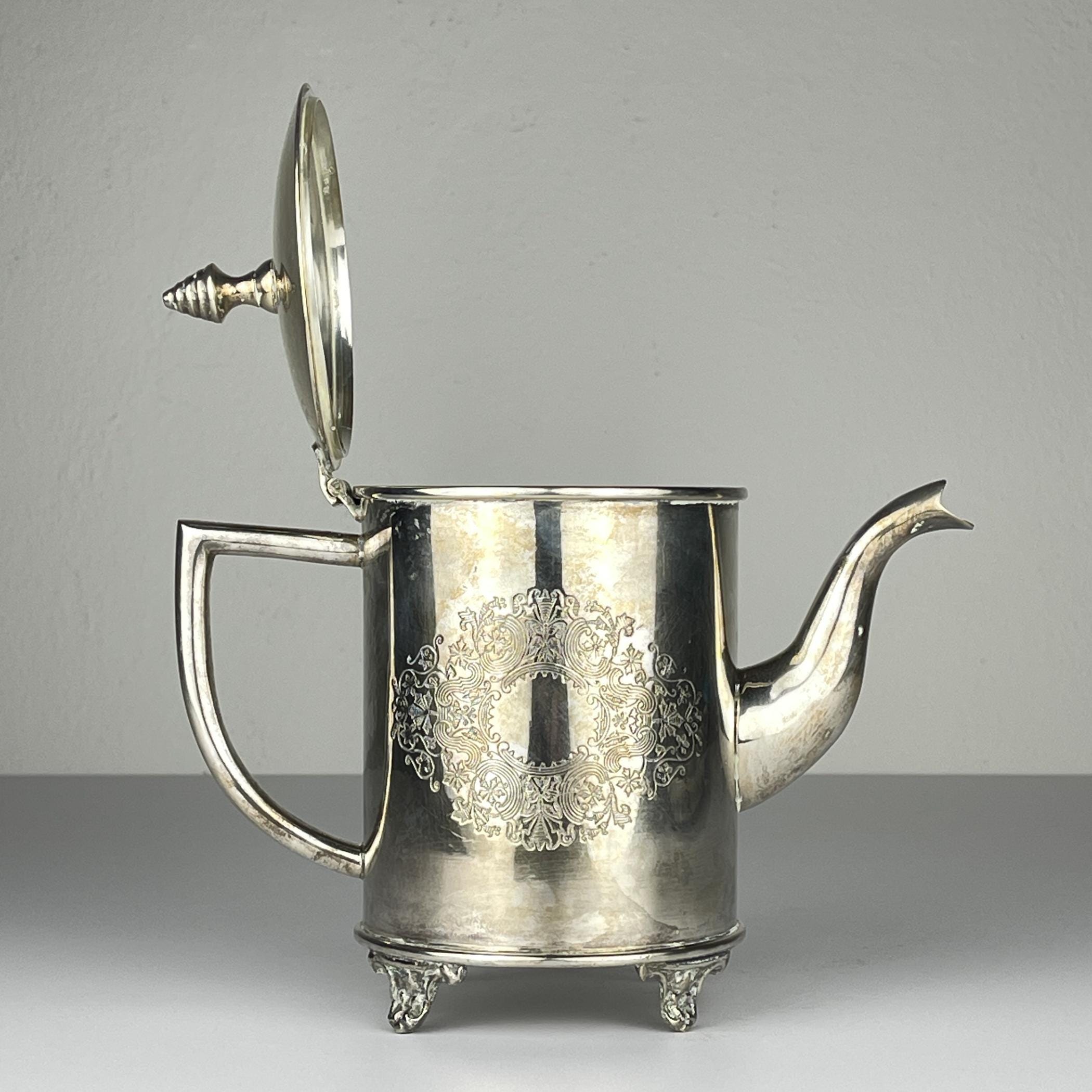 Vintage silver plated teapot and tray by Royal Sheffield, England, 1950s, Vintage home decor