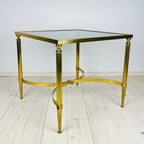 Vintage Smoked Glass & Brass Side Table: Italian Art Deco 1970s