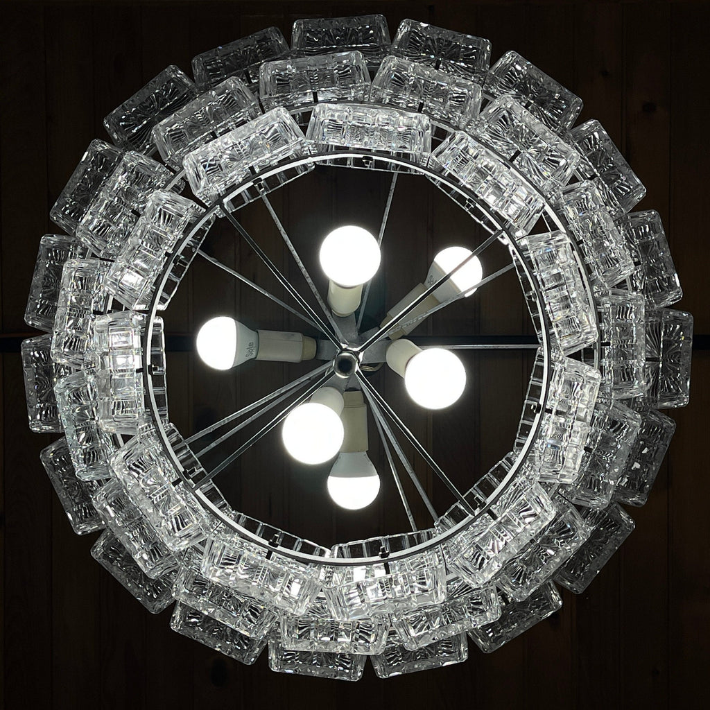 Vintage large crystal chandelier Italy 1960s
