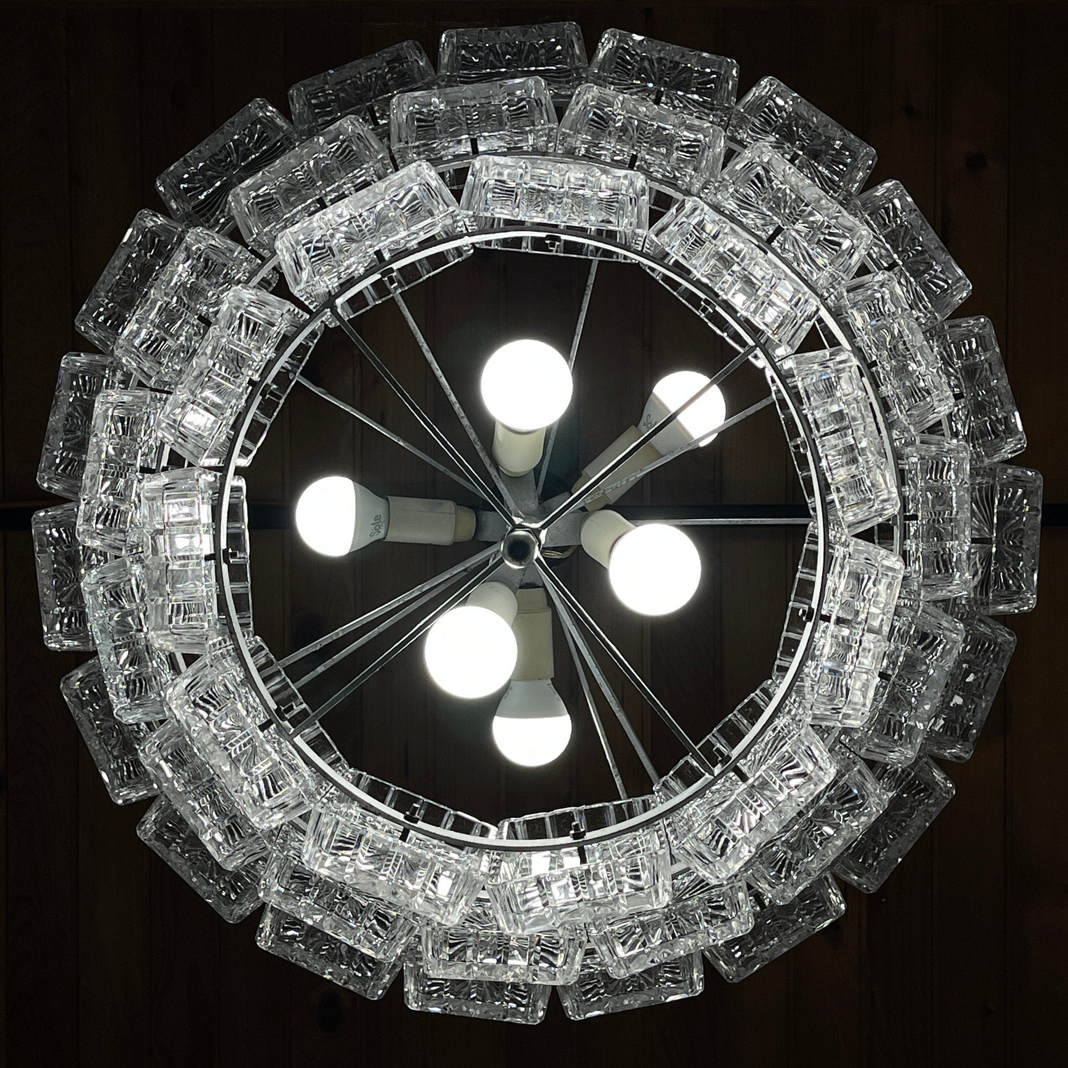 Vintage large crystal chandelier Italy 1960s