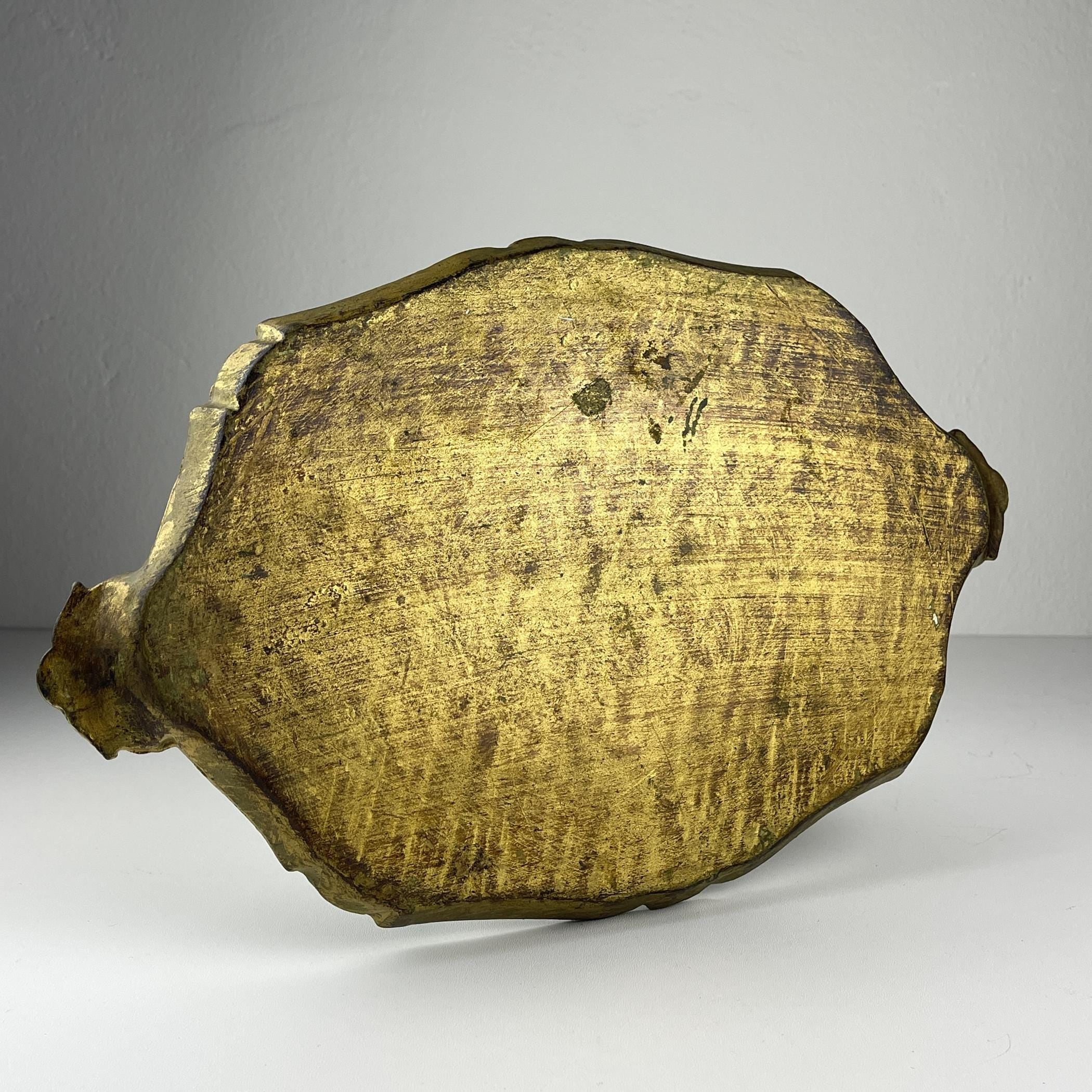 Vintage Small Wooden Florentine Gilt Tray, Italy 1950s