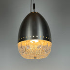 Mid-century glass pendant lamp Italy 1960s Vintage Italian lighting Space Age