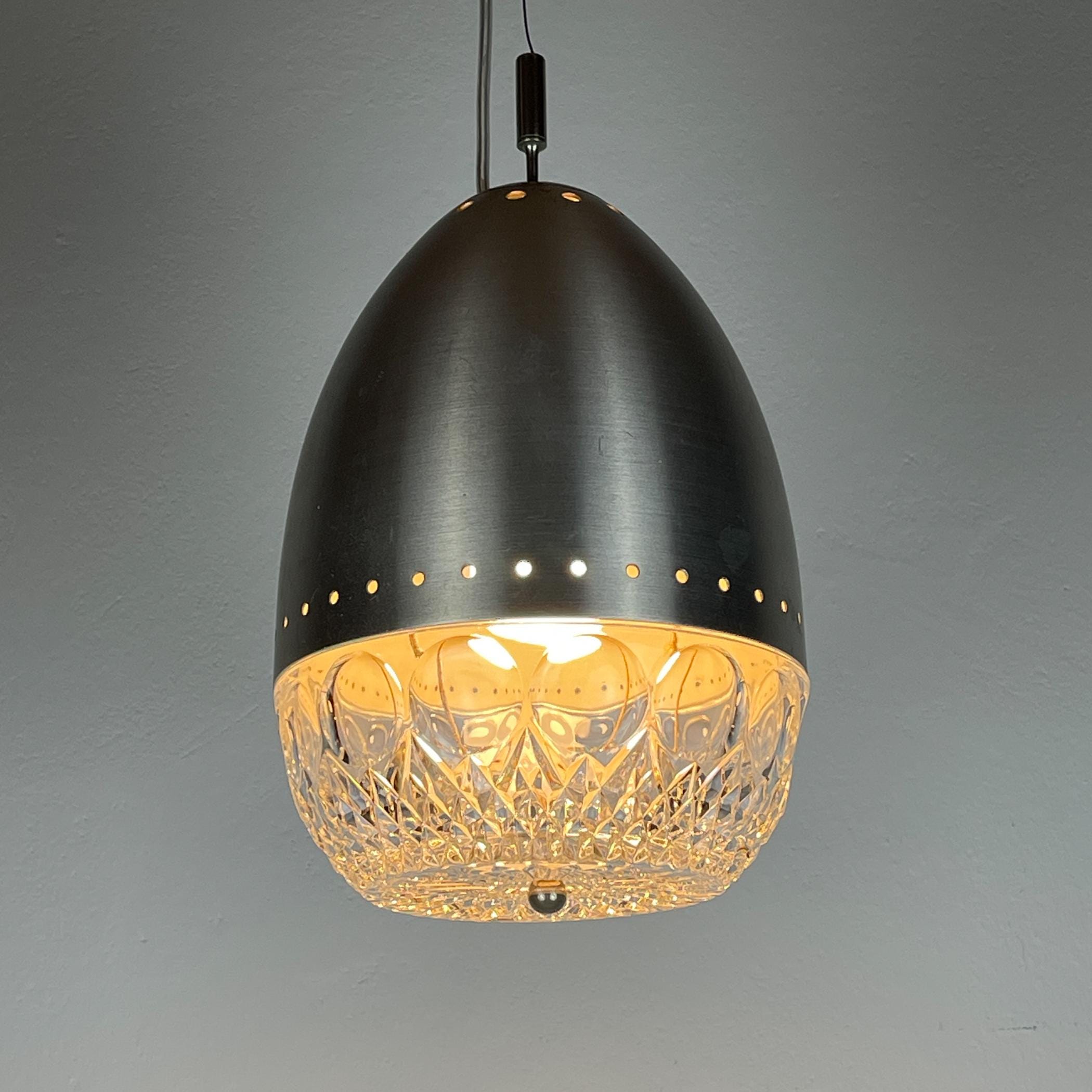 Mid-century glass pendant lamp Italy 1960s Vintage Italian lighting Space Age