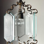 Vintage bronze pendant lamp, in style of Pietro Chiesa For Fontana Arte, Italy, 1950s
